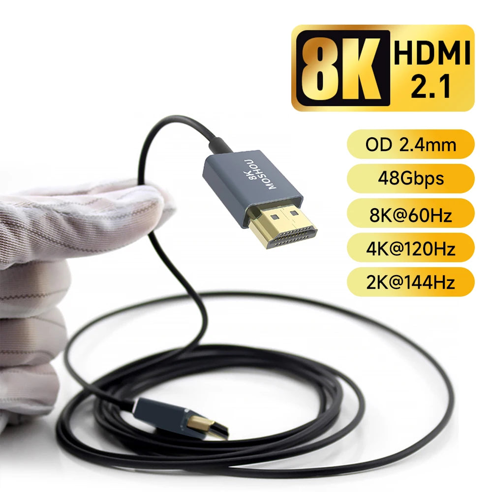MOSHOU HDMI 2.1 Cable 8K 60Hz 4K 120Hz 48Gbps HDR10+ Mini HDMI to HDMI for PS5 Camera Monitor Projector Notebook Switch Cable SIKAI CASE