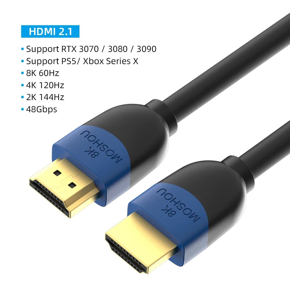 MOSHOU HDMI 2.1 Cable for PS5 RTX 3080 HDMI Cable 8K/60Hz 4K/120Hz 48Gbps HD Wire 8K for Xbox Series X RTX3070 Cabo SIKAI CASE