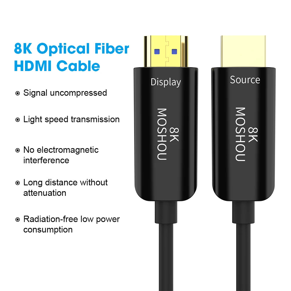 MOSHOU HDMI 2.1 Optical Fiber Cable 8K@60Hz 4K@120Hz 48Gbps HDR ARC HDCP 2.2 For Amplifier TV PS4 PS5 Xbox RTX3070 RTX4090 SIKAI CASE