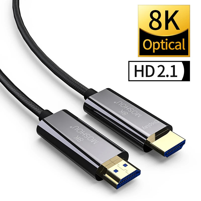 MOSHOU Optical Fiber HDMI 2.1 Cable eARC HDR10+ 8K@60Hz 4K@120Hz Optic Ultra High Speed for PS5 RTX 3080 Xbox LG QLED TV SIKAI CASE