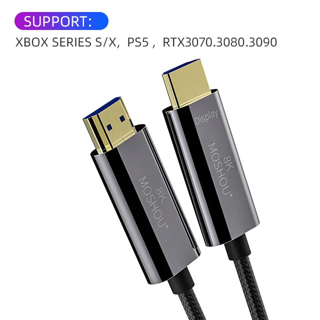 MOSHOU Optical Fiber HDMI 2.1 Cable eARC HDR10+ 8K@60Hz 4K@120Hz Optic Ultra High Speed for PS5 RTX 3080 Xbox LG QLED TV SIKAI CASE