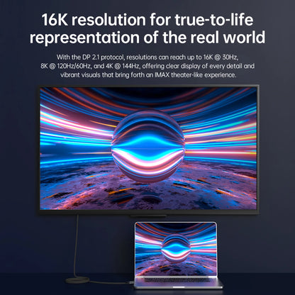 MOSHOU USB C to DisplayPort 2.1 Cable 16K@30Hz 8K@60Hz 40Gbps Thunderbolt 4/3 Type C to DP 2.1 Cable for MacBook Pro/Air SIKAI CASE