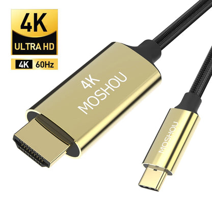 MOSHOU USB C to HDMI Cable 8K@60Hz 4K@144Hz Braided Cord HDR DSC for MacBook Pro Samsung HP Dell