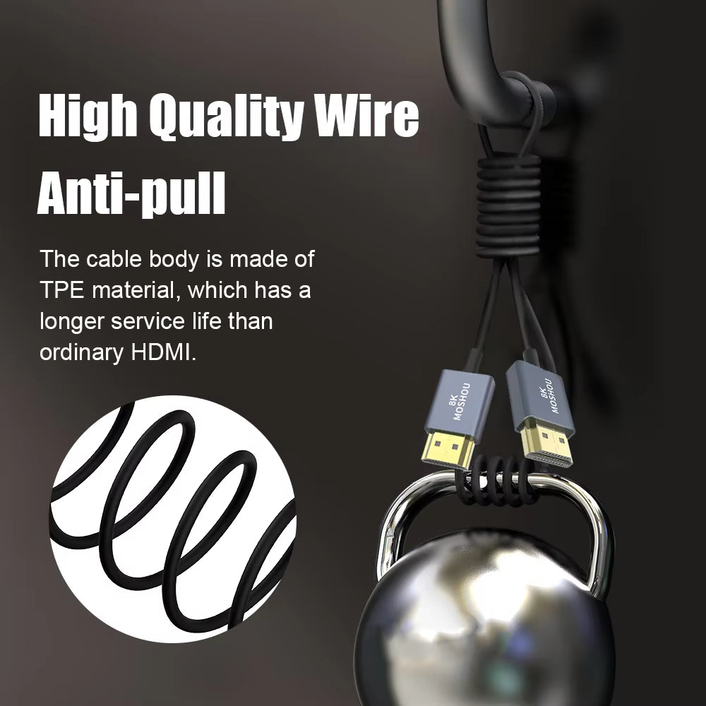 MOSHOU Slim & Flexible Soft 8K 4K HDMI to HDMI Cable 4K@120Hz 8K@60Hz 48Gbps Ultra Thin HDMI 2.1 Cable for Monitor HDTV Camera