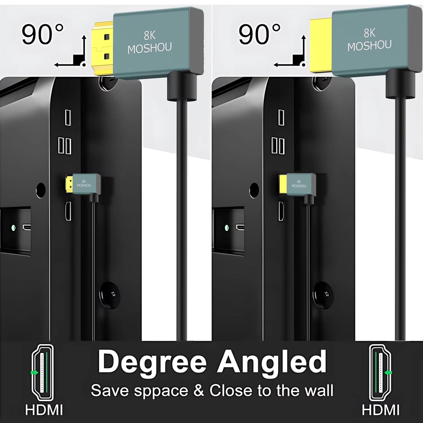 MOSHOU Slim & Flexible Soft 8K 4K HDMI to HDMI Cable 4K@120Hz 8K@60Hz 48Gbps Ultra Thin HDMI 2.1 Cable for Monitor HDTV Camera