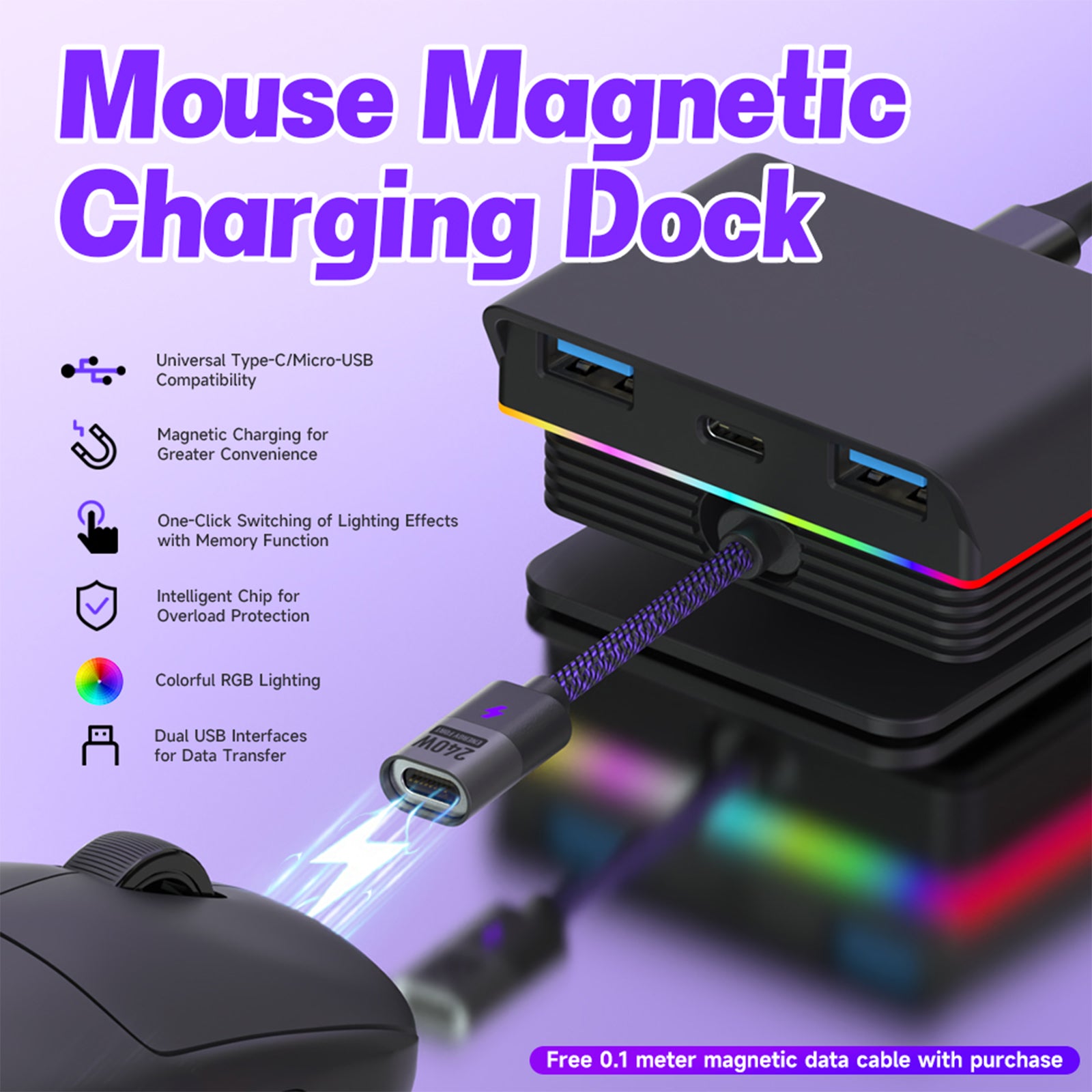 Mouse Magnetic Charging Dock for Logitech for Logitech G PRO X SUPERLIGHT 2 GPW 1/2/3 G903/G703 MX Master 3S VGN F1 Dock Station SIKAI CASE