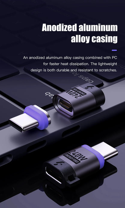 PD 240W Type-C Magnetic Adapter PD3.0 Fast Charging Right Angle USB C Connector Extender for iPhone 16 Macbookair Samsung