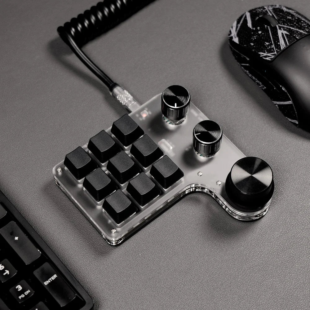 Custom Macro Keyboard - Hot Swap Mini 9 Keys, 3 Knobs, RGB, Programmable, Wireless BT, Mechanical Gamer Accessories