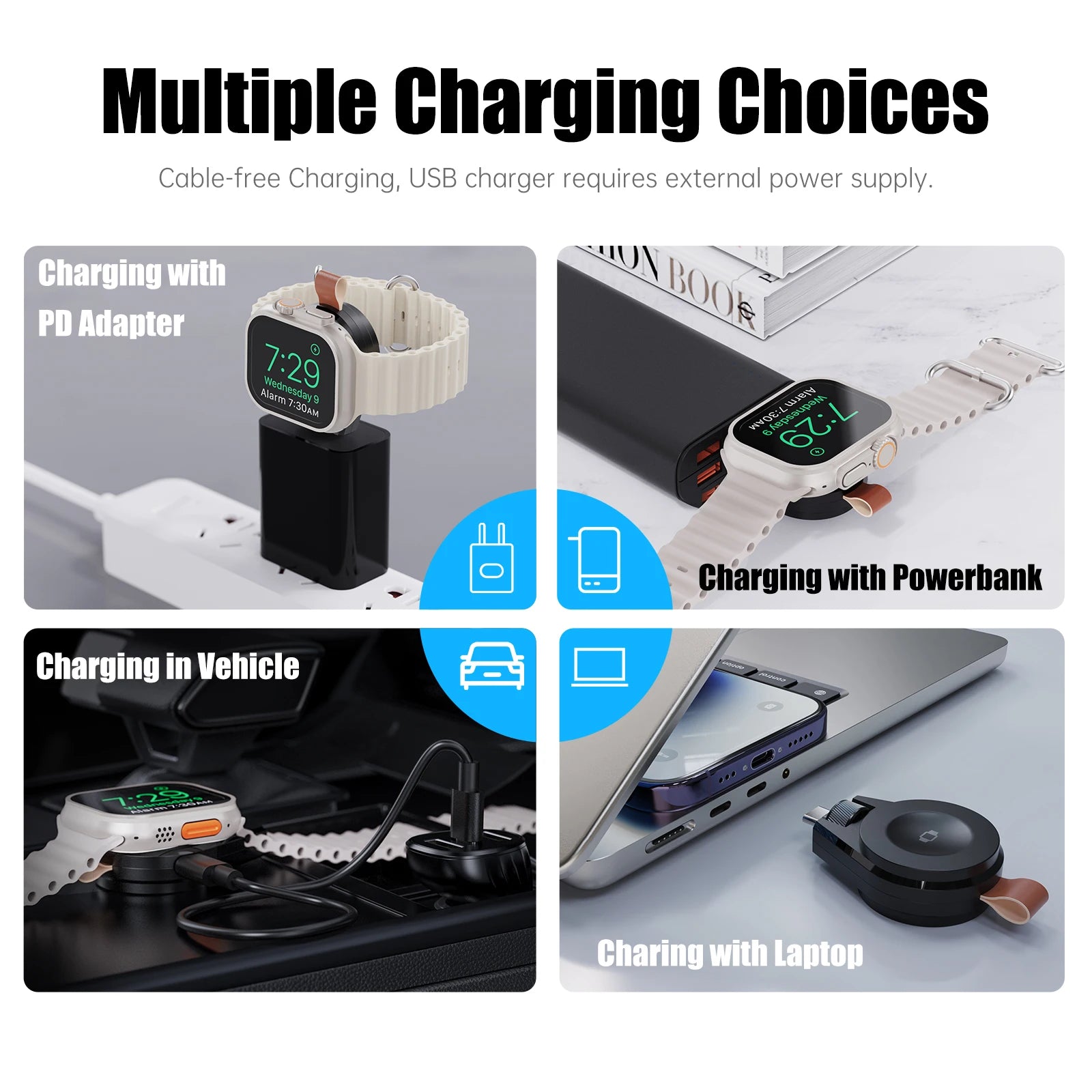 Magnetic Wireless Charger For Apple Watch Series 9 8 7 Ultra 2 SE Type C Fast Charging Dock For iWatch 6 5 4 3 2 1 Accessories