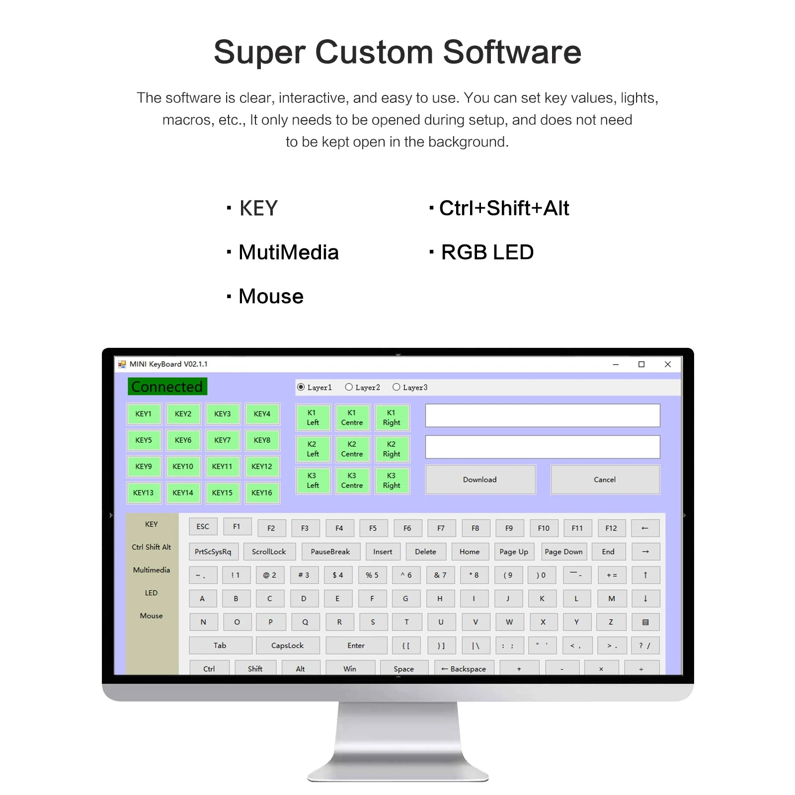 RGB 3-Key Macro Mini Keyboard for Photoshop/Gaming, Hotswap Keypad, Copy Paste Macropad