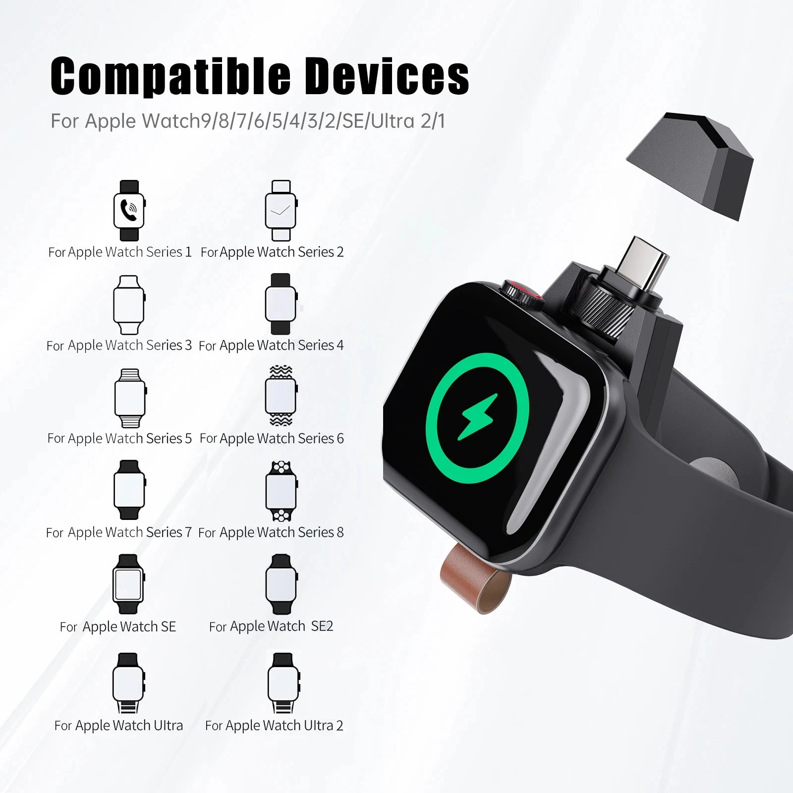 Magnetic Wireless Charger For Apple Watch Series 9 8 7 Ultra 2 SE Type C Fast Charging Dock For iWatch 6 5 4 3 2 1 Accessories