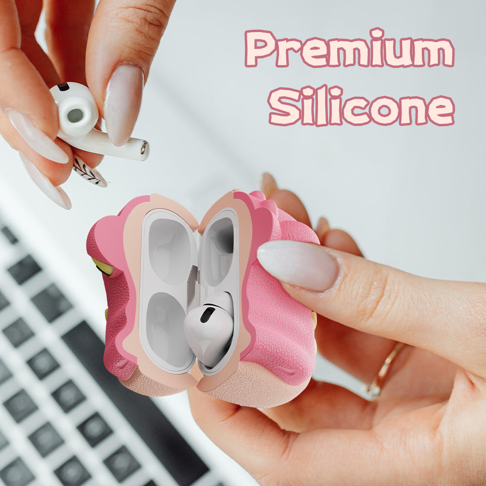 SIKAI 100% Recycle Super Cute Pinky Crocodile Silicone Case For Airpods Pro 1 2 Airpods 3 Protective Cover Earphone Case For Air Pods Pro BUY 1 GET 1 FREE SIKAI CASE