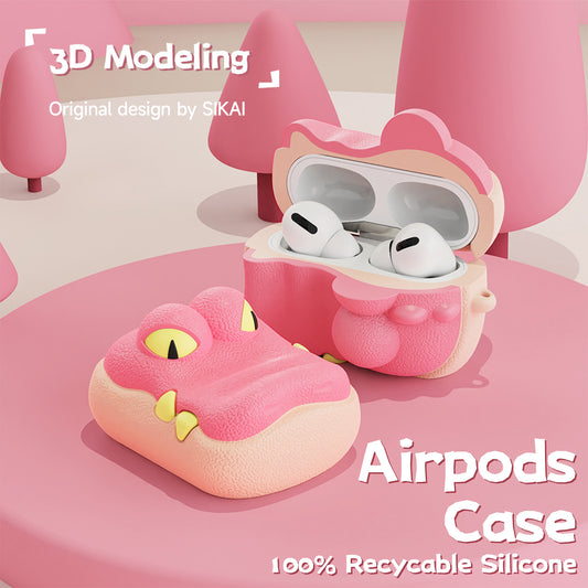 SIKAI 100% Recycle Super Cute Pinky Crocodile Silicone Case For Airpods Pro 1 2 Airpods 3 Protective Cover Earphone Case For Air Pods Pro BUY 1 GET 1 FREE SIKAI CASE
