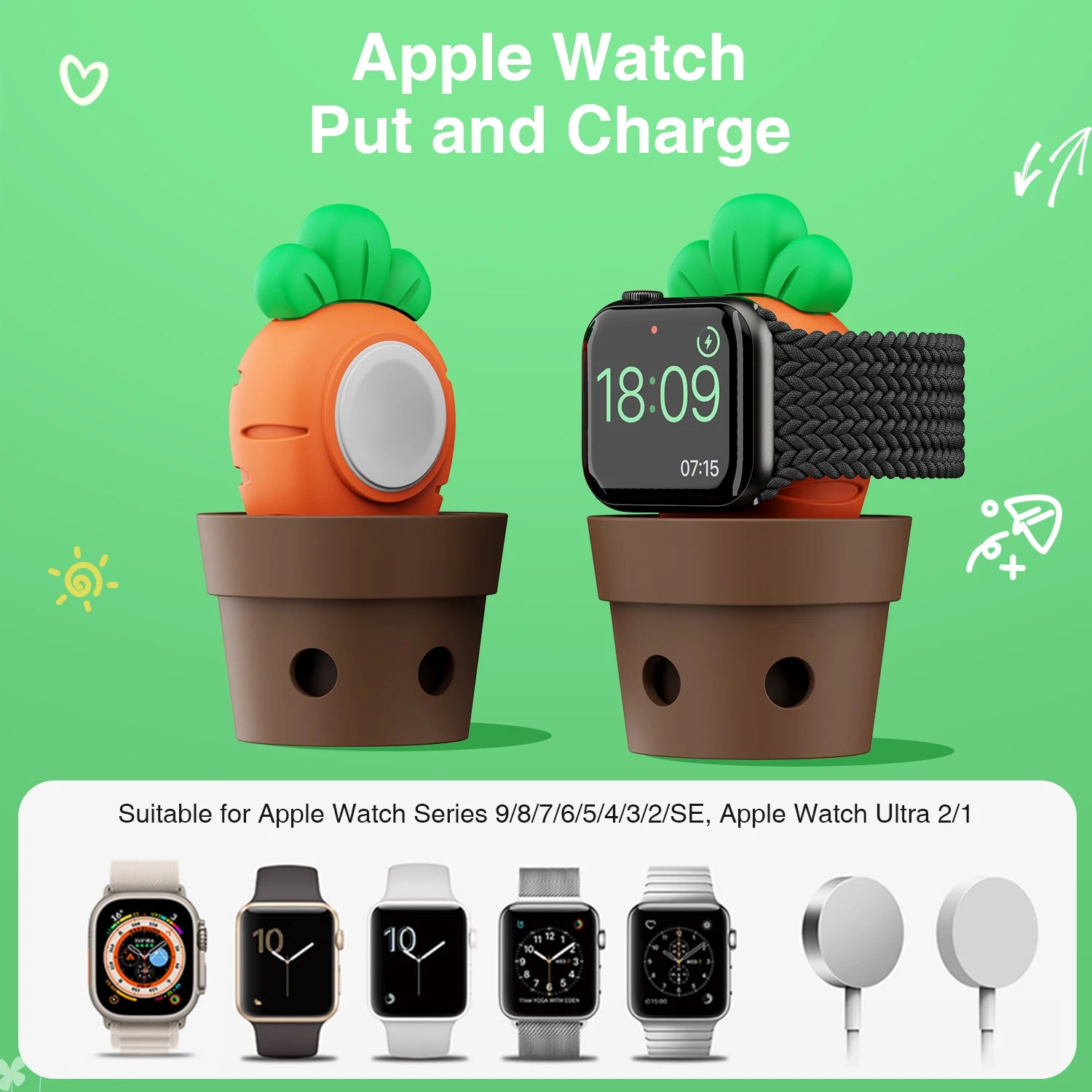 SIKAI Plant Potted Charging Stand Dock for Apple Watch 9 8 SE 8 7 6 5 4 2 iWatch Station Holder Smart Accessories SIKAI CASE