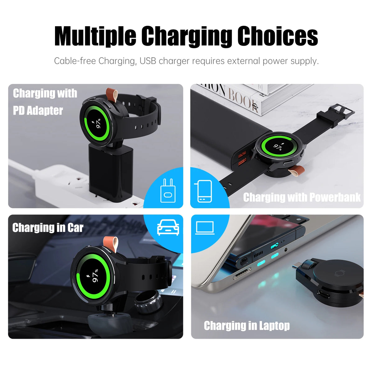 Magnetic Wireless Charging Cable Cord Portable USB Travel Cordless Wireless Charger for amsung Galaxy Watch 6 Classic5 Pro Watch