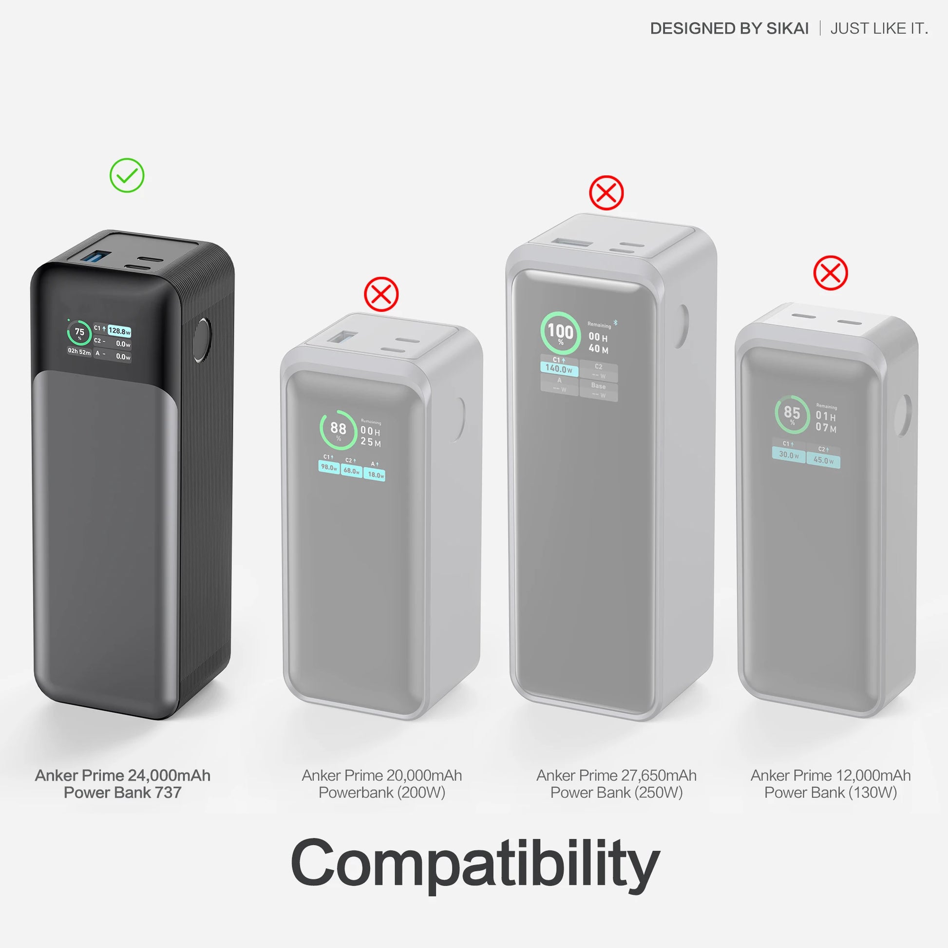 Silicone Case for Anker 737 Power Bank 140W 24000mAh PowerCore TF Silicone Case for Anker 737 Power Bank 140W 24000mAh PowerCore TF