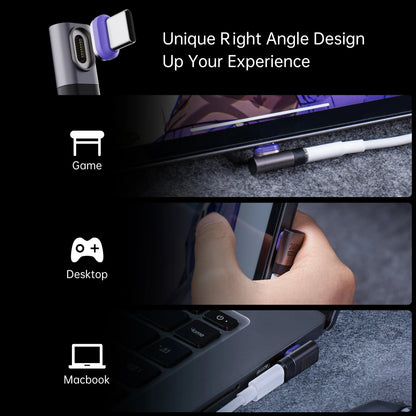 PD 240W Type-C Magnetic Adapter PD3.0 Fast Charging Right Angle USB C Connector Extender for iPhone 16 Macbookair Samsung