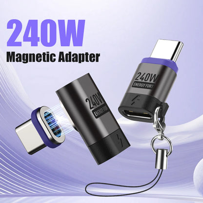 PD 240W Type-C Magnetic Adapter PD3.0 Fast Charging Right Angle USB C Connector Extender for iPhone 16 Macbookair Samsung