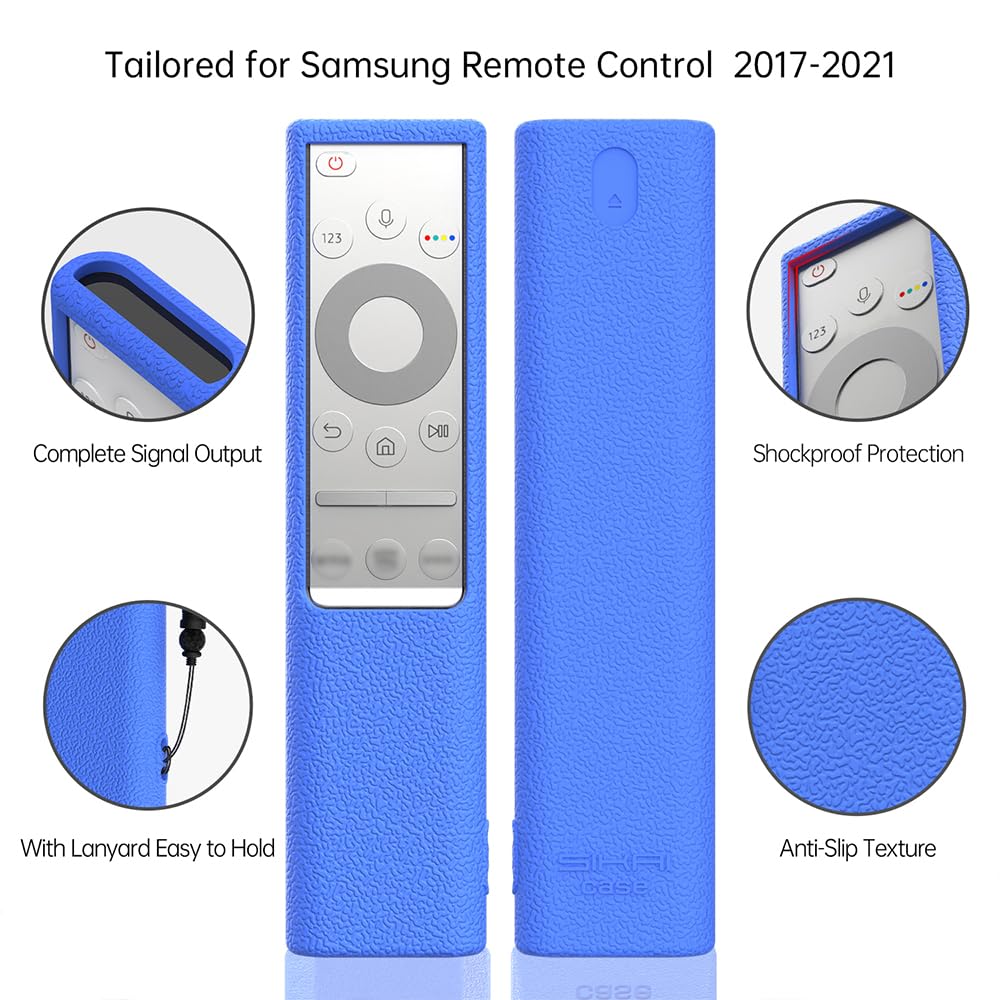 Silicone Samsung Remote Cover Compatible with 2017-2023 Samsung SolarCell TV Remote TM2240A(2023) TM2180E TM2280E(2022) Samsung Smart Remote Case Shockproof Anit-Lost with Lanyard(Glow in Dark Blue) SIKAI CASE