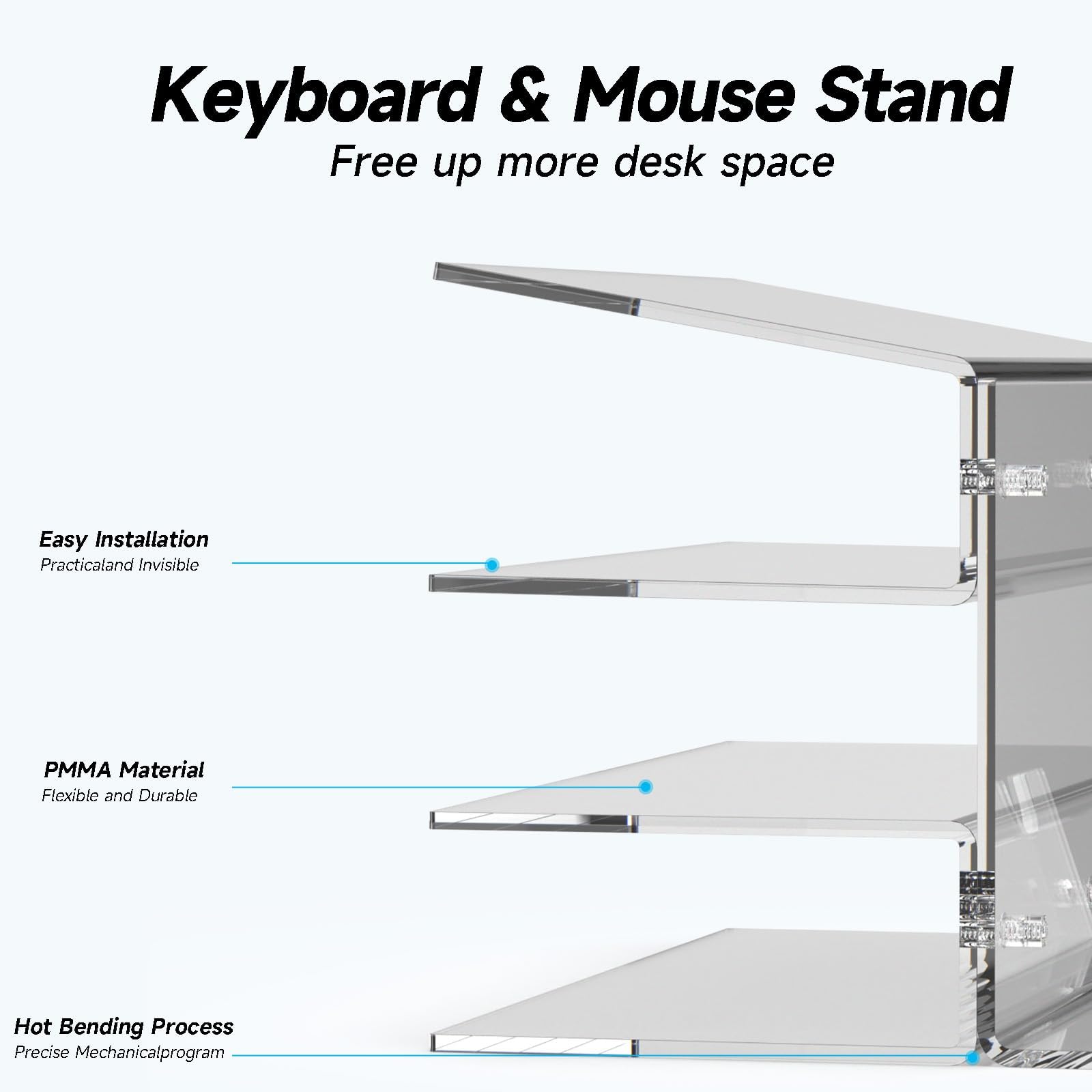 Acrylic Keyboard Mouse Storage Rack - 3 - Tier Mechanical Keyboard Display Stand, Dustproof Desktop Holder, Clear - SIKAI CASE