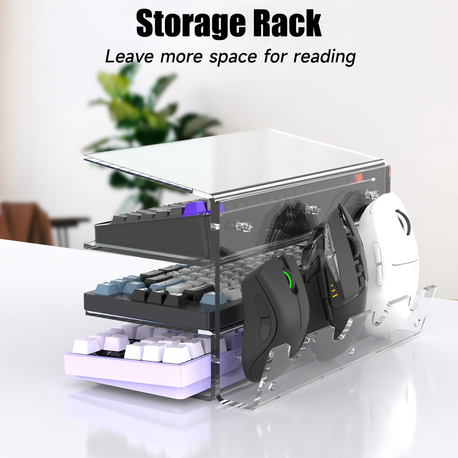 Acrylic Keyboard Mouse Storage Rack 3-Tier Keyboard Display Stand Gaming Keyboard Plate Holder For Home And Office I4190476786