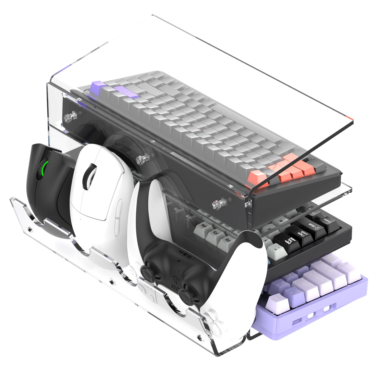 Acrylic Keyboard Mouse Storage Rack - 3-Tier Mechanical Keyboard Displ ...