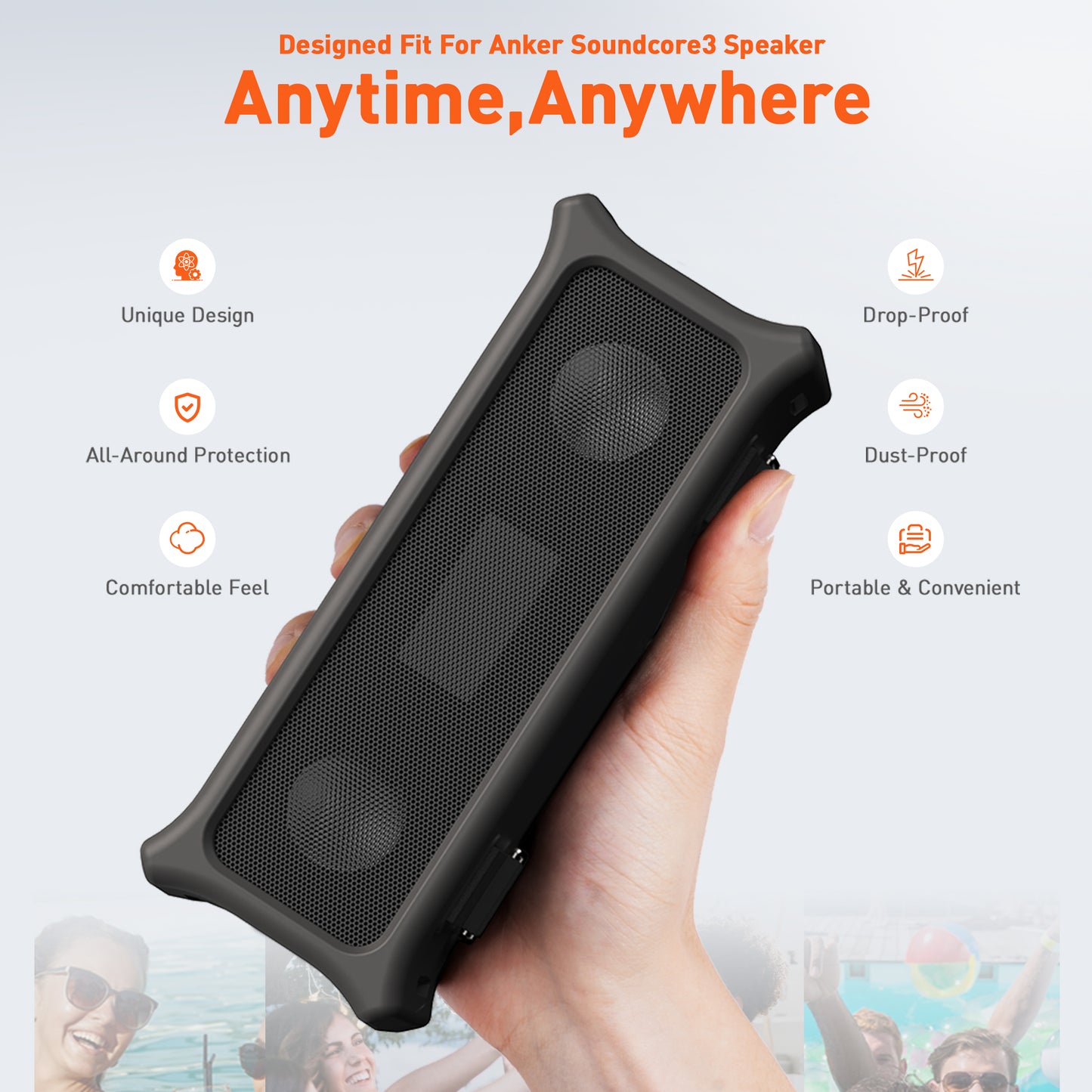 SikaiCase Silicone Case for Anker Soundcore 3 Portable Speaker