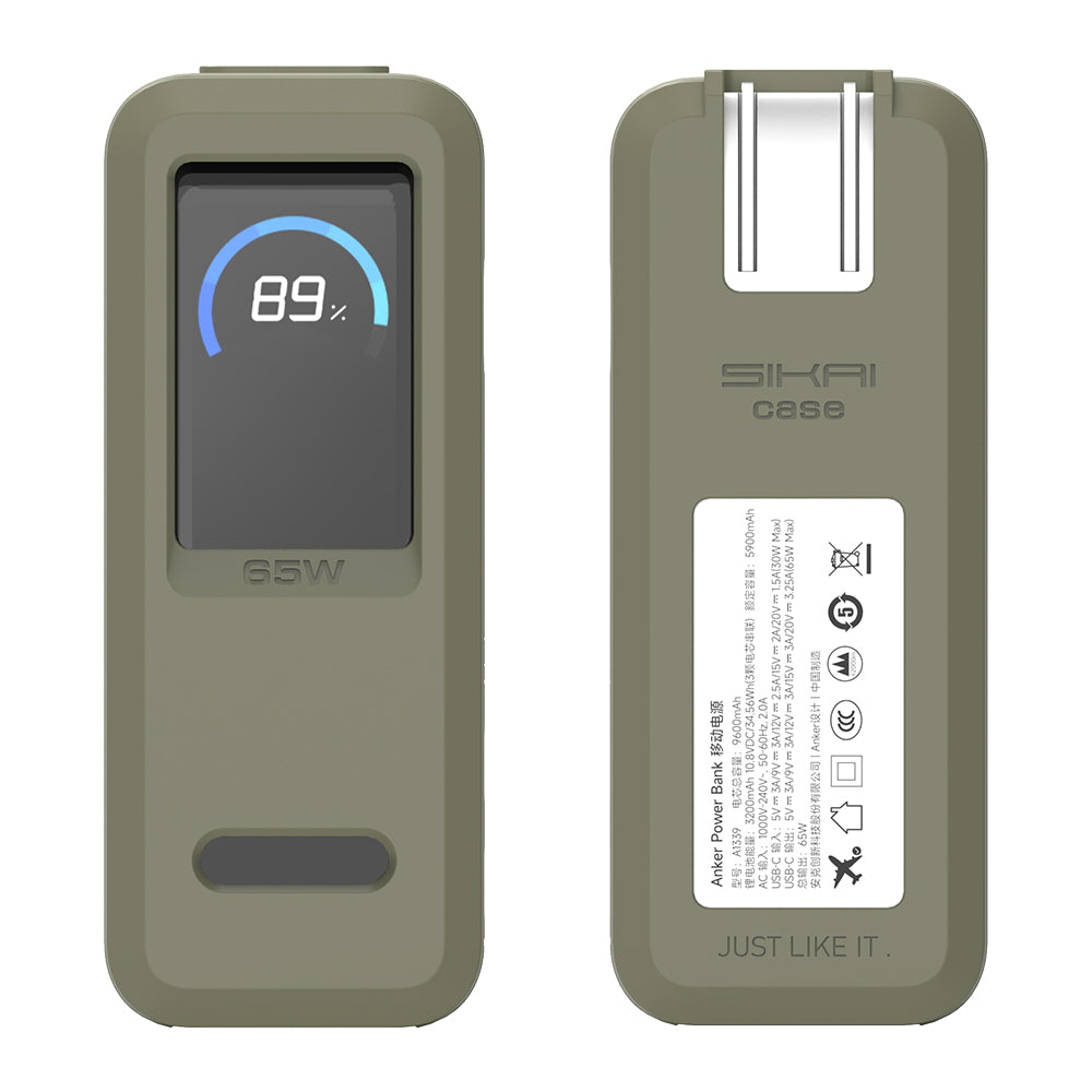 SIKAI CASE Silicone Case for Anker Prime Power Bank 9,600mAh 65W Raised Edges Design for AC Plug Integrated Dust Plug Precise Opening Compatible with Anker 65W Prime Power Bank Protective Case