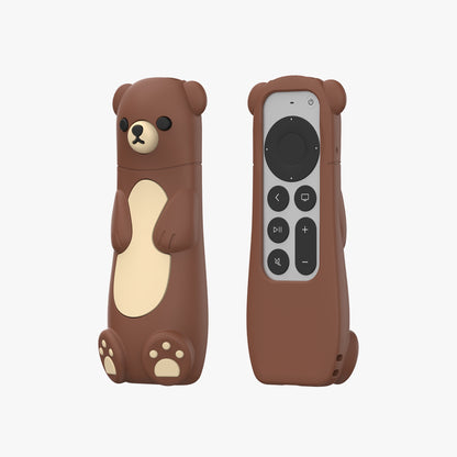Brown bear silicone case for Apple TV Siri Remote front and back