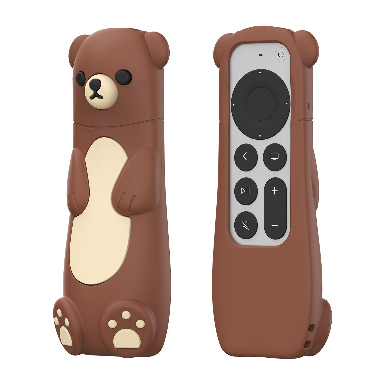 Brown bear Apple TV Siri Remote silicone case with AirTag holder