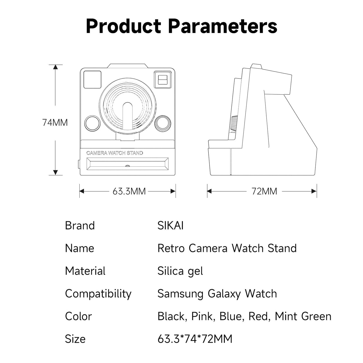 Camera Charger Stand for Samsung Galaxy Watch 4/4 Classic, Galaxy Watch 3, Active 2 - SIKAI CASE