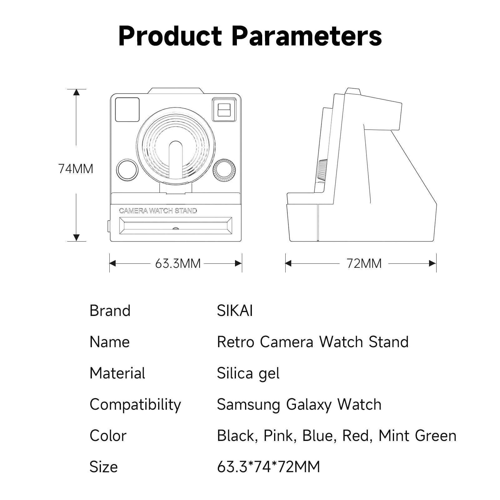 Camera Charger Stand for Samsung Galaxy Watch 4/4 Classic, Galaxy Watch 3, Active 2 - SIKAI CASE