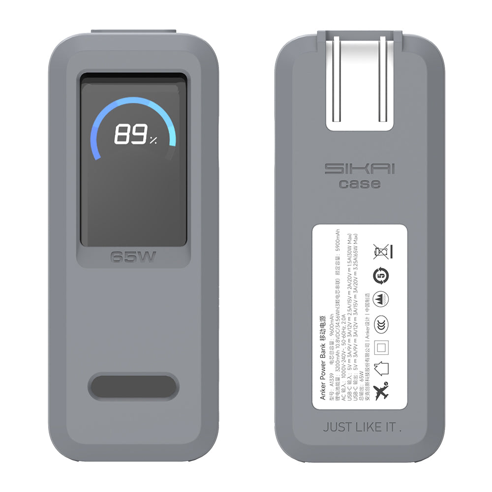 SIKAI CASE Silicone Case for Anker Prime Power Bank 9,600mAh 65W Raised Edges Design for AC Plug Integrated Dust Plug Precise Opening Compatible with Anker 65W Prime Power Bank Protective Case