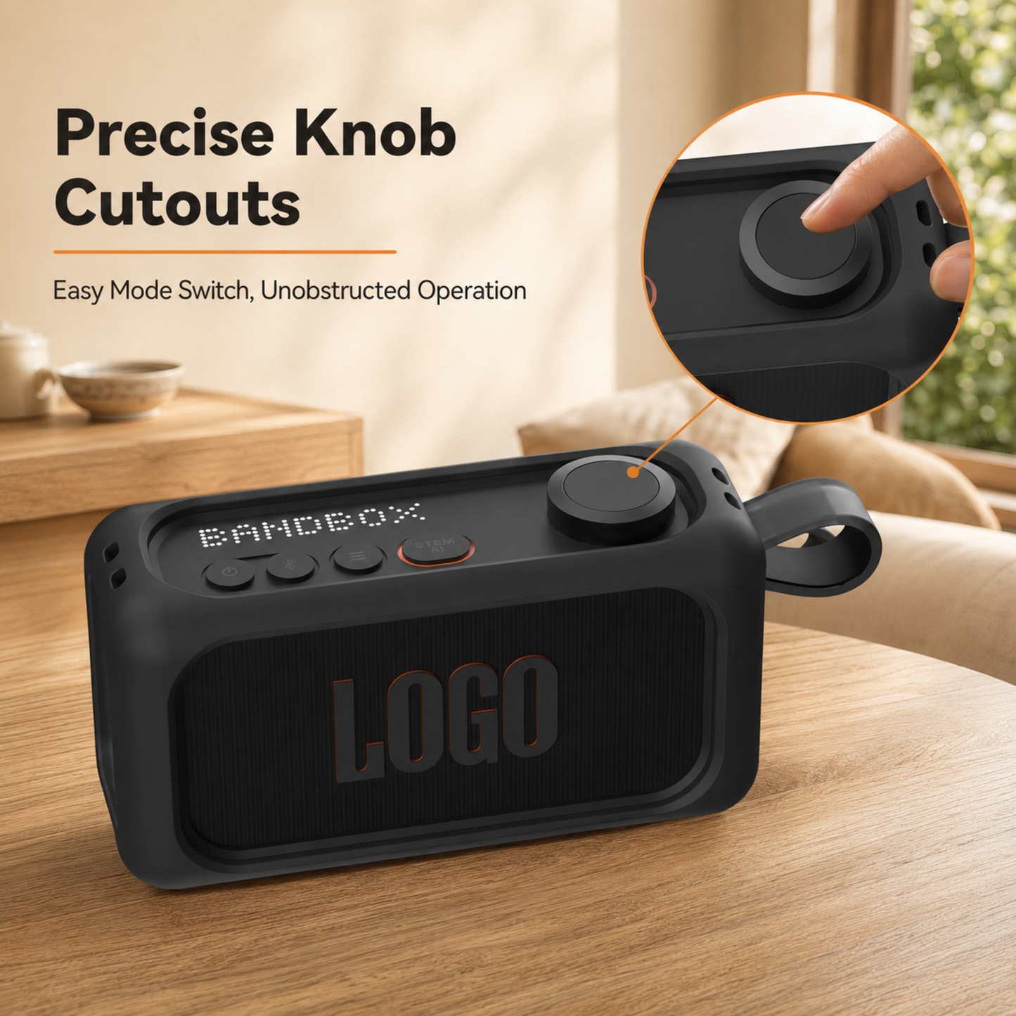 Precise control knob access with JBL BandBox Solo silicone cover