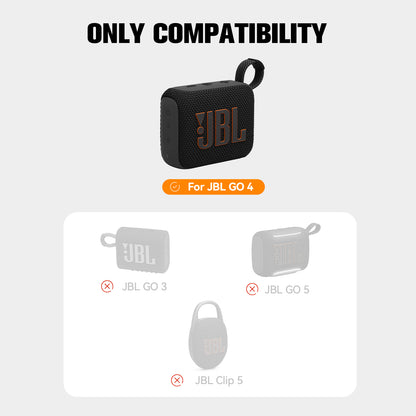 JBL Go 4 case compatibility guide showing it does not fit Go 3, Go 5 or Clip 5