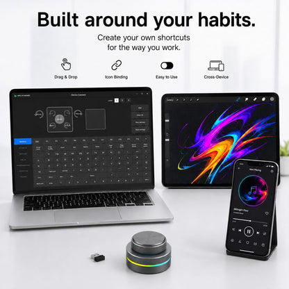 RGB knob keyboard used for editing and productivity