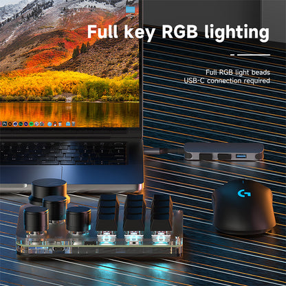 RGB lighting on 12-key 4-knob mini keyboard during USB-C connection