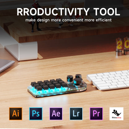 15-key programmable mini keyboard for office and creative software shortcuts