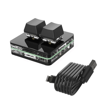 Black 2-key programmable keypad and coiled USB-C cable