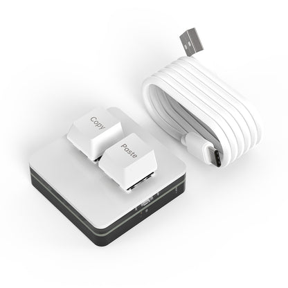 White wired 2-key Copy Paste macro keypad with USB-C cable