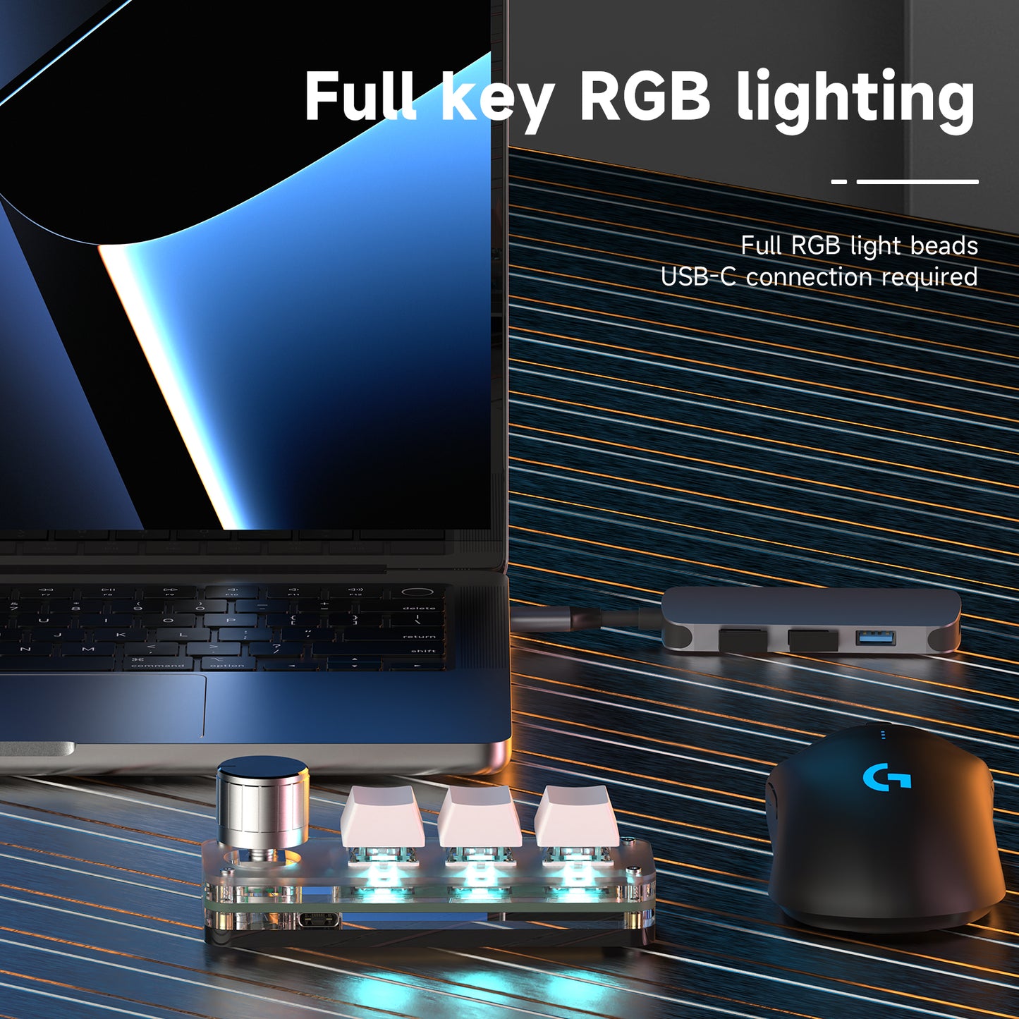 RGB lighting on the SikaiCase 3-key programmable mini keyboard