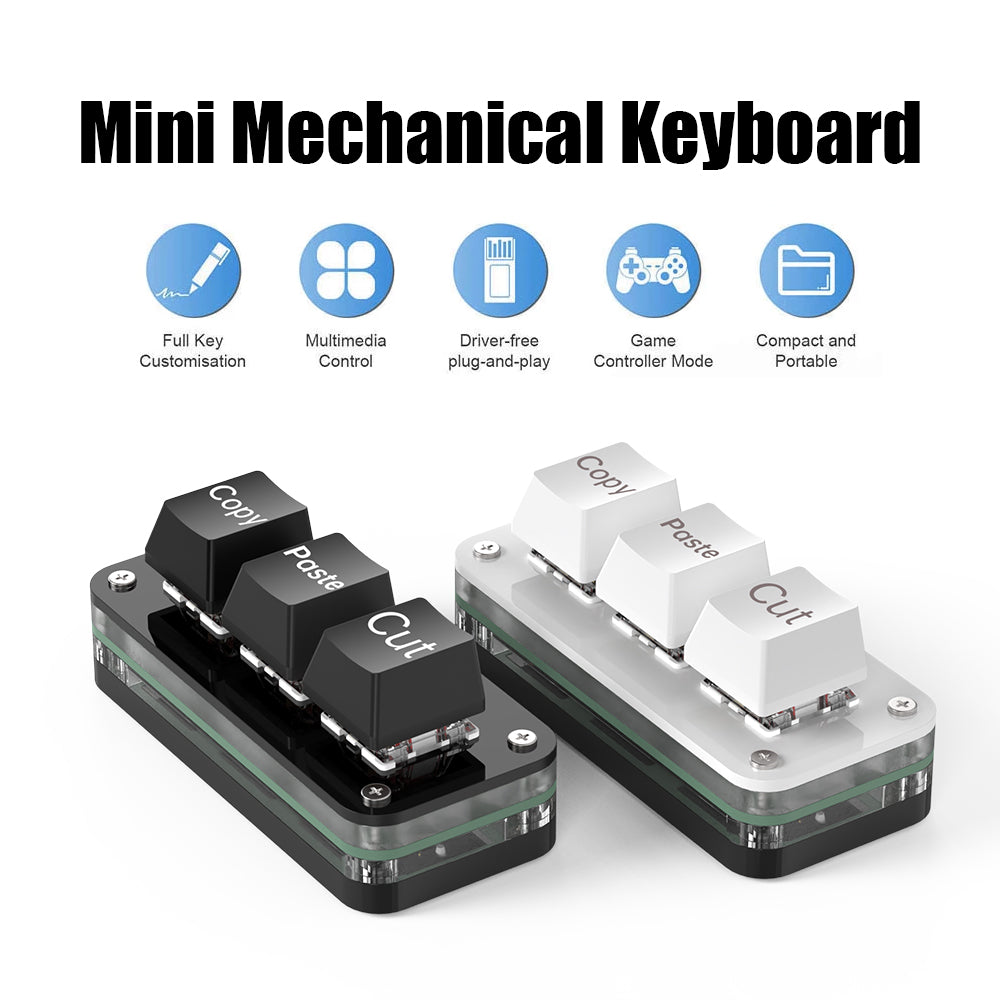 Black and white 3-key mechanical mini keyboard color options