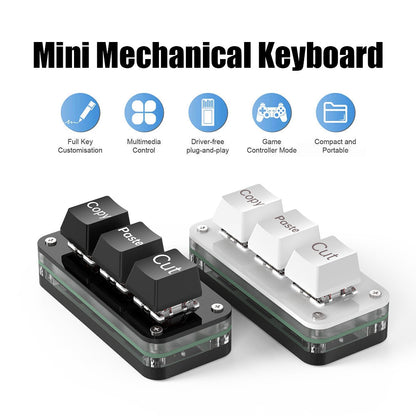 Black and white 3-key mechanical mini keyboard color options