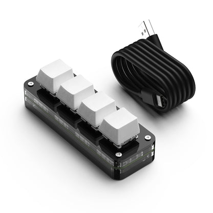 White 4-key wired programmable mini keyboard with blank keycaps