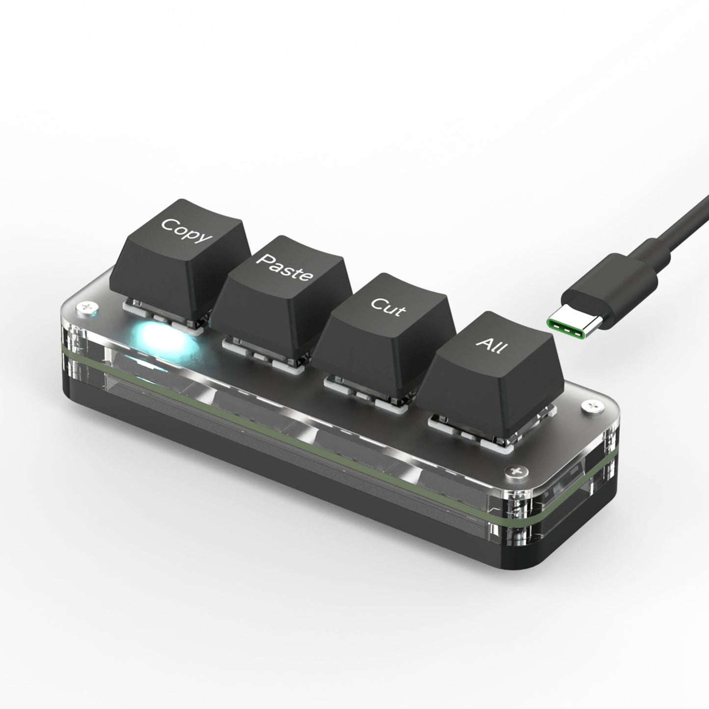 Wired 4-key programmable mini keyboard for productivity and creative software