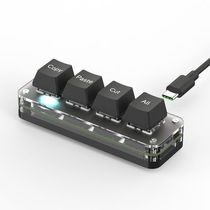 Wired 4-key programmable mini keyboard for productivity and creative software