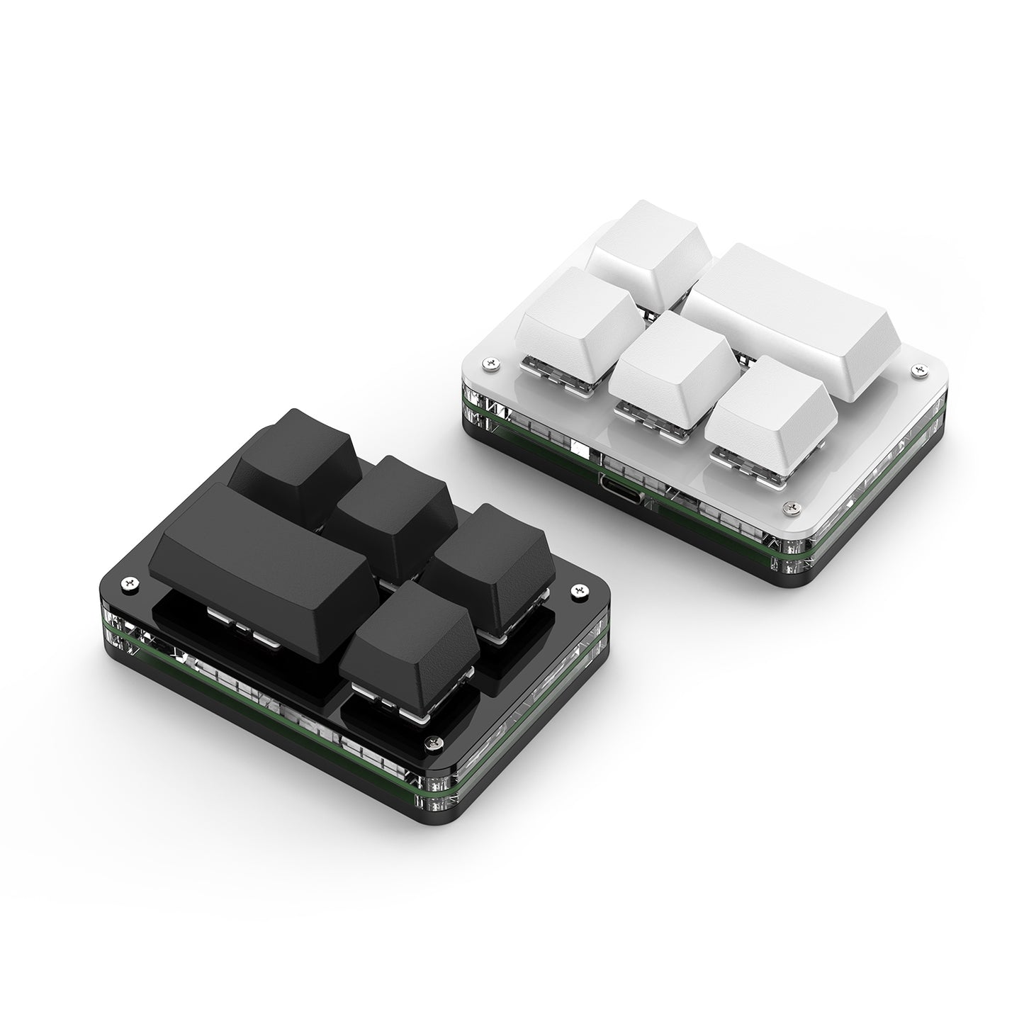 Black and white 5-key RGB programmable mini keyboards