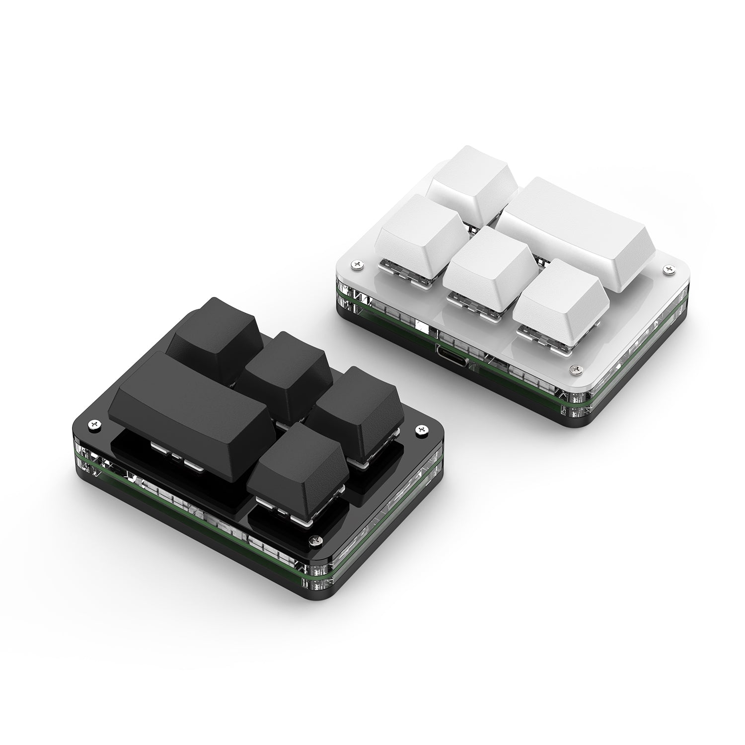 Black and white 5-key RGB programmable mini keyboards