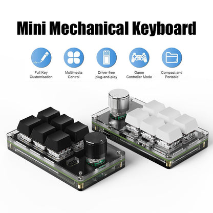 Black and white 6-key mechanical mini keyboards with programmable knob