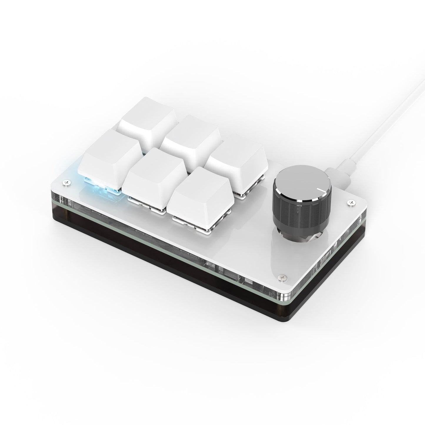White 6-key and knob wired RGB programmable mini keyboard